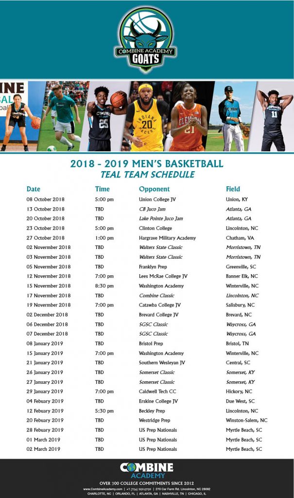 Combine Academy Men's Basketball Teal Team