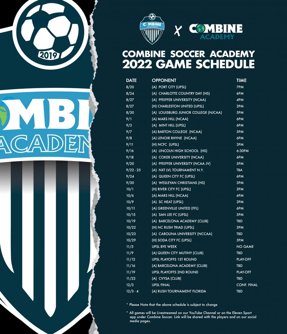 Soccer Schedule Combine Academy